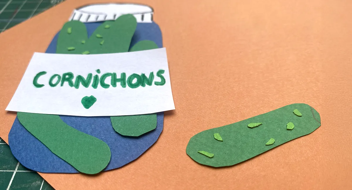 Pot de cornichon en papier découpé